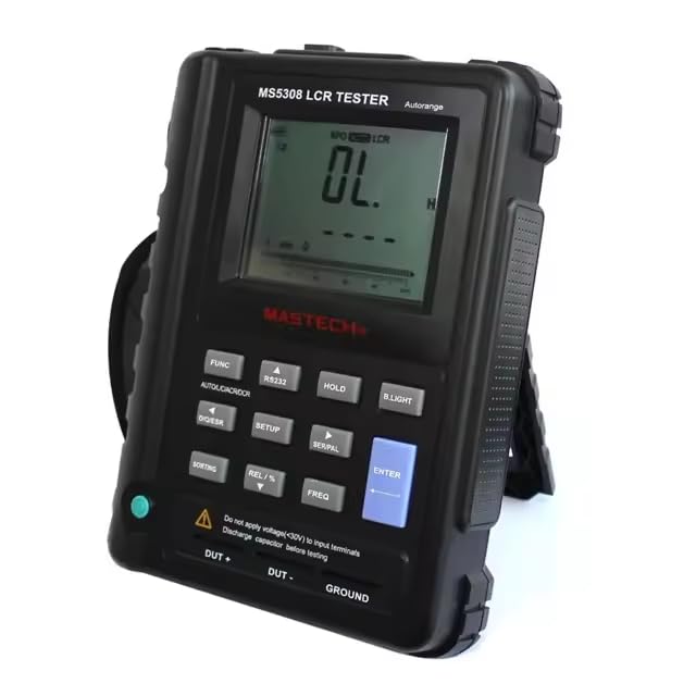 MS5308 Handheld Digital Auto Range LCR Meter 100KHz RS232 Dual LCD Display