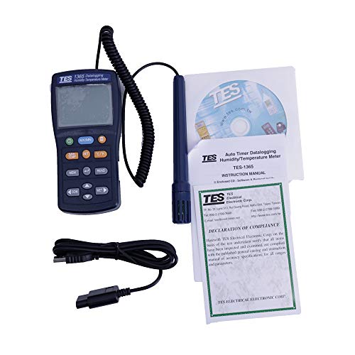 TES-1365 Temperature Humidity Meter Thermometer Hygrometer Datalogging Range -4°F~140°F/10% RH~95% RH Sampling Rate 1 Times/s
