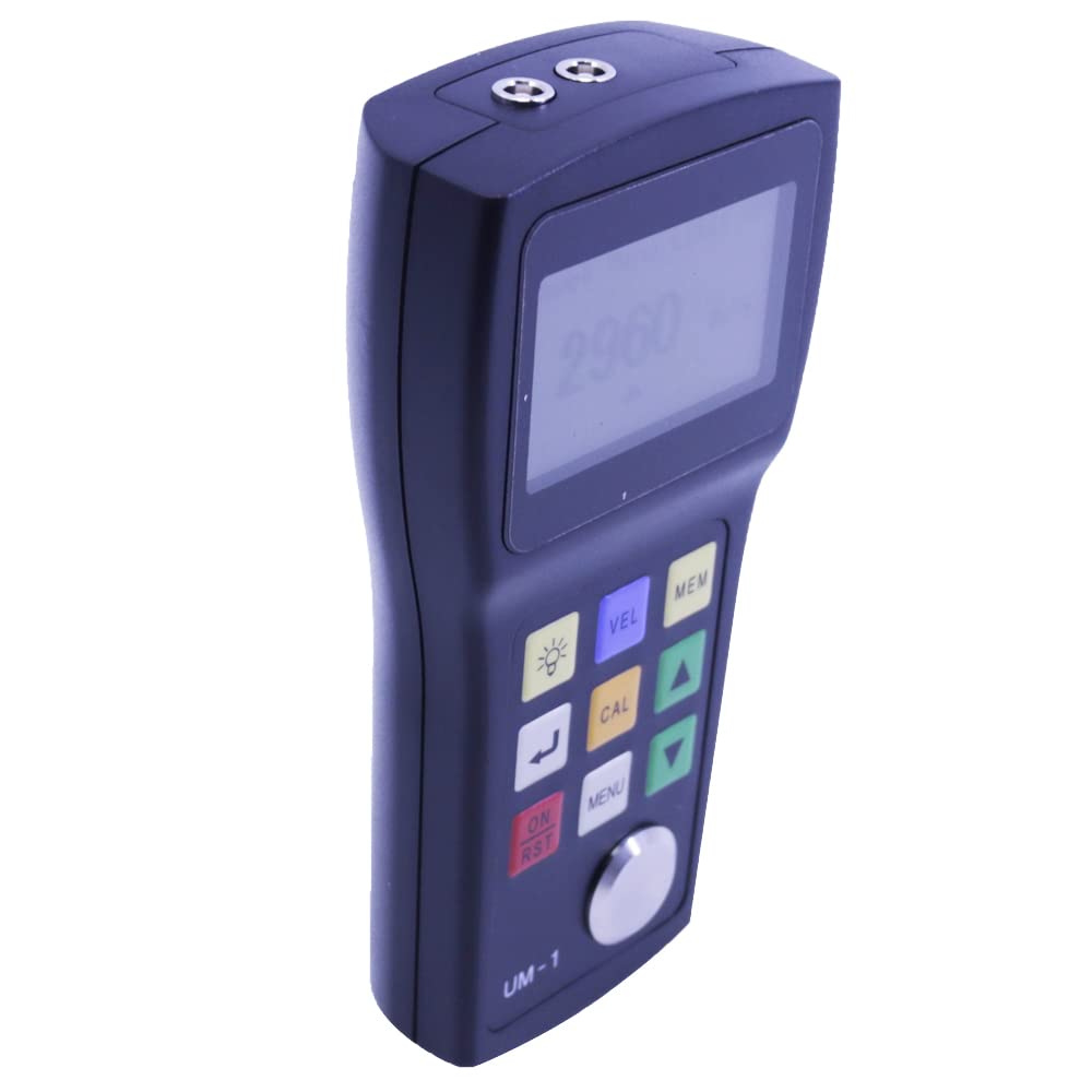 UM-1 Digital Ultrasonic Thickness Gauge 0.1mm Resolution P-E Mode Thickness Tester 0.8mm-100mm with PT-08 Probe