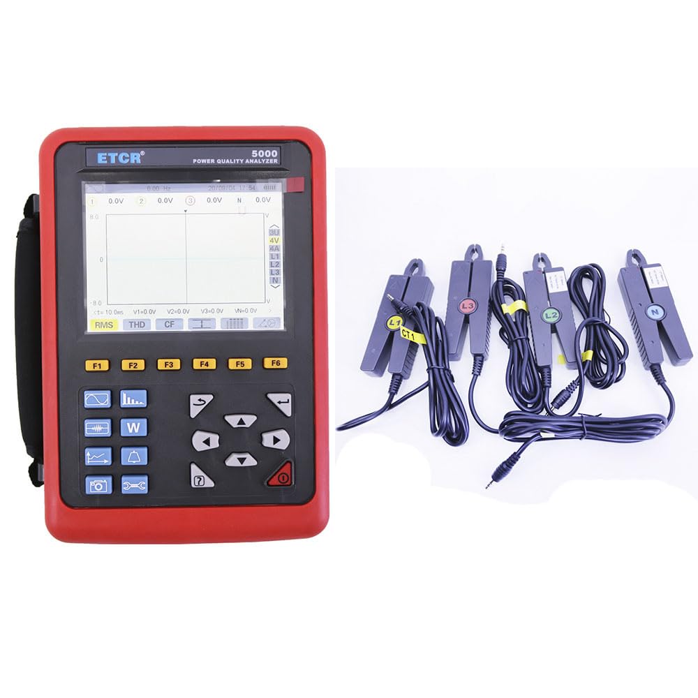 ETCR5000 Power Quality Analyzer Multi-Functional 3 Phase Power Analyzer with 008B Current Clamp 10mA~10.0A