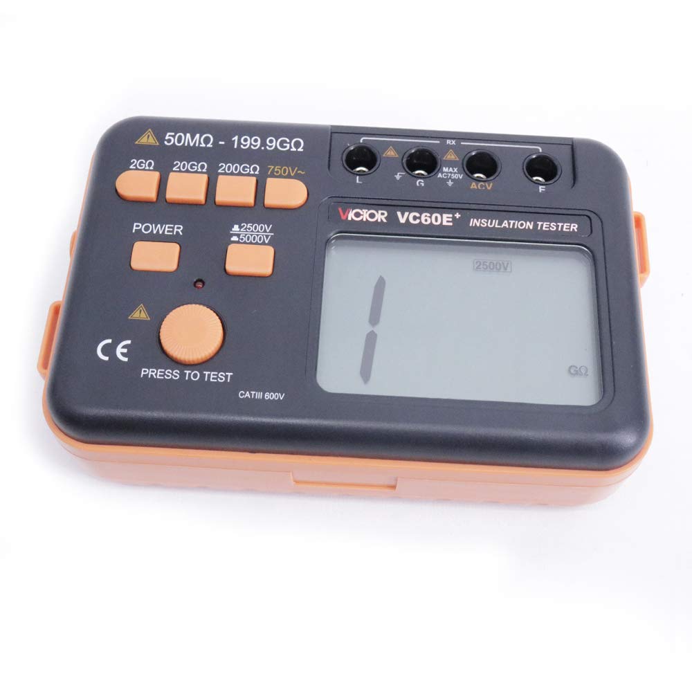 Graigar VC60E+ Digital Insulation Resistance Tester Gauge DC/AC 50M ohm-199.9G ohm Meter Tester