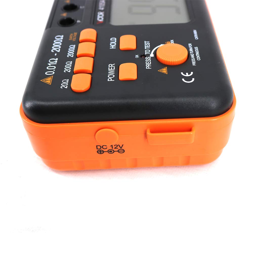 Graigar Victor 4105A Digital LCD Ground Earth Resistance Tester Meter Current 200V Tester VC4105A Digital Earth Ground Resistance Tester Meter Resistivity Tester Earth Electrical Meter 20Ω-2000Ω
