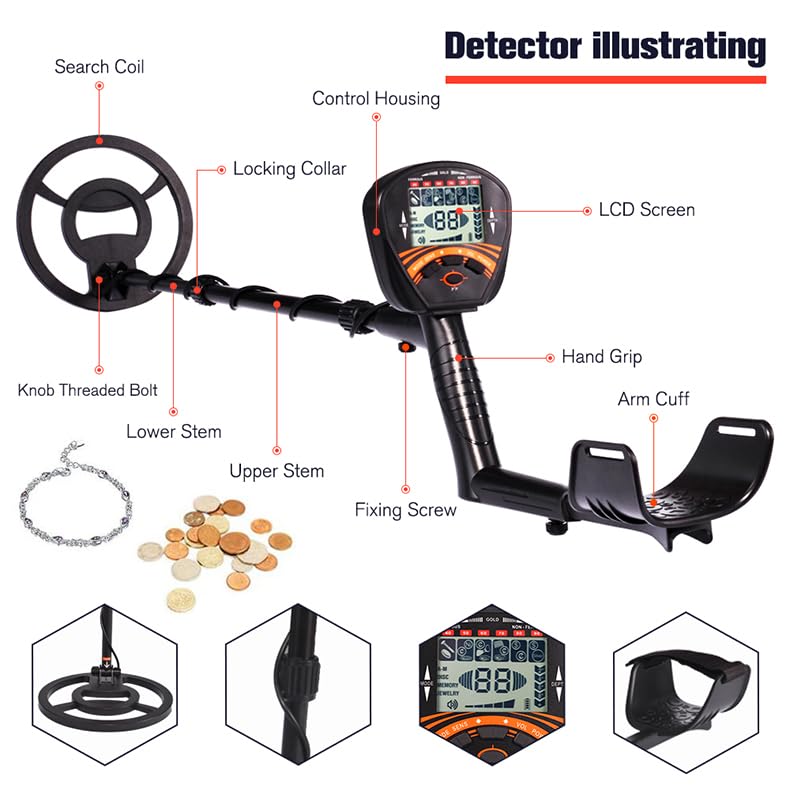 Metal Detector for Adults, Underground Metal Detector TX810 Powerful Gold Detectors Treasure Hunter Seeker Pointer Detector Wide Measuring Range (TX810 Small)