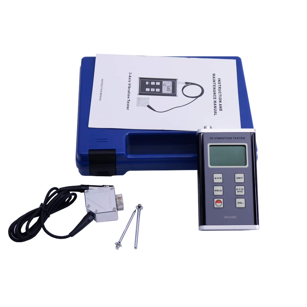 VM-6380 Digital Vibration Tester Portable 3D 3-Axis Piezoelectric Machinery Vibrometer Frequency 10Hz~10kHz Acceleration