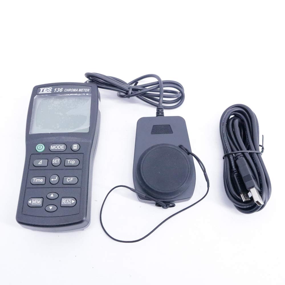 Graigar TES-136 Color illuminometer Chroma Meter 0.1 to 99990 lx Light Color Temperature TES136 Digital Luxmeter LCD Display Light Meter Environmental Testing Illuminometer