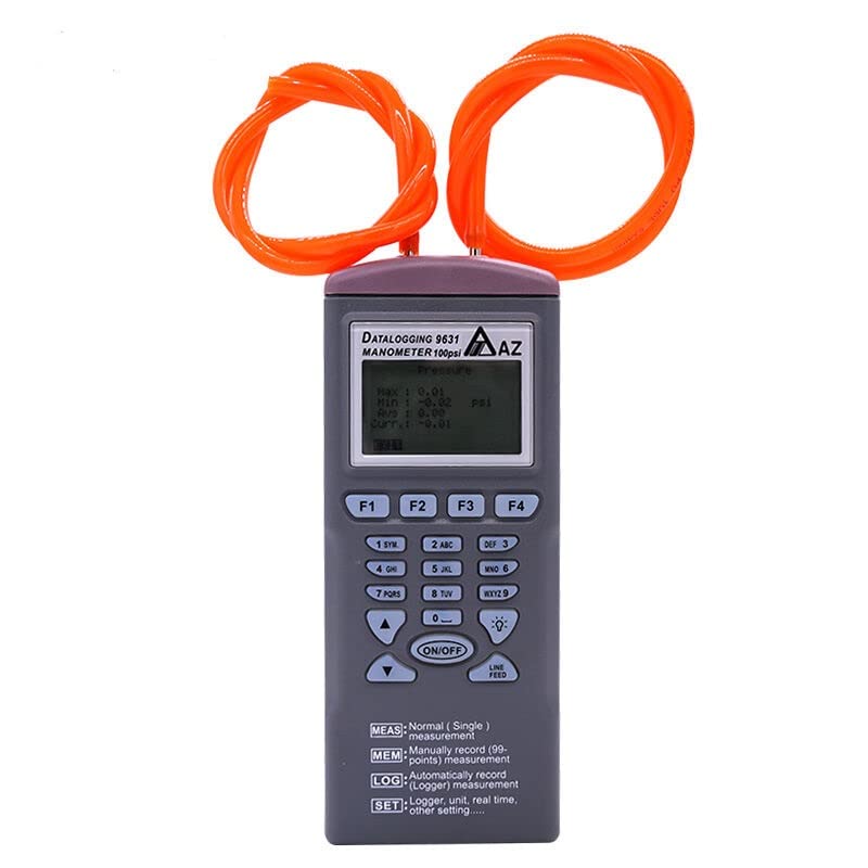 AZ9631 Digital Differential Pressure Data Logger Manometer 100 psi with Software Air Pressure Difference Tester