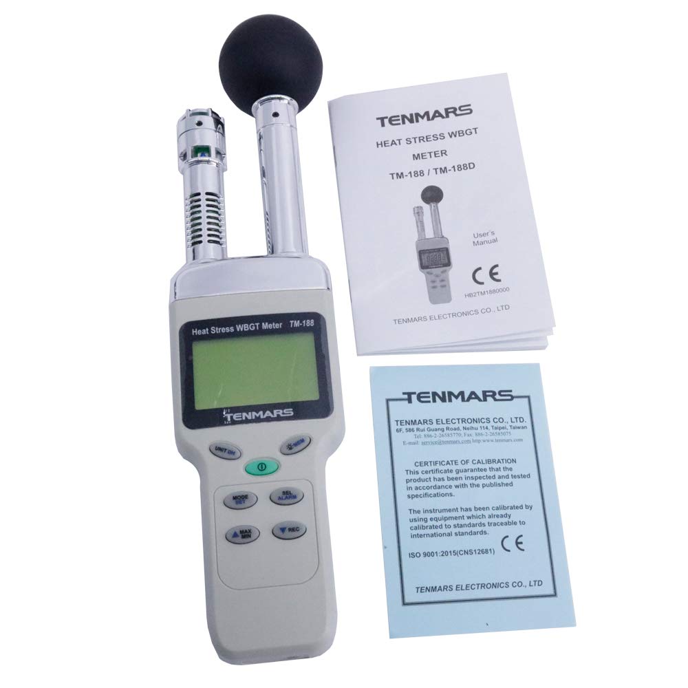 Graigar TM-188 Heat Stress WBGT Meter Accurate Measurement for Effects of Temperature Humidity and Direct or Radiant Sunlight