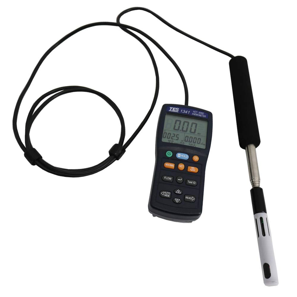 Graigar TES-1341N Hot-Wire Anemometer Hot Wire Thermo Anemometer Air Flow Air Velocity Tester with USB Interface