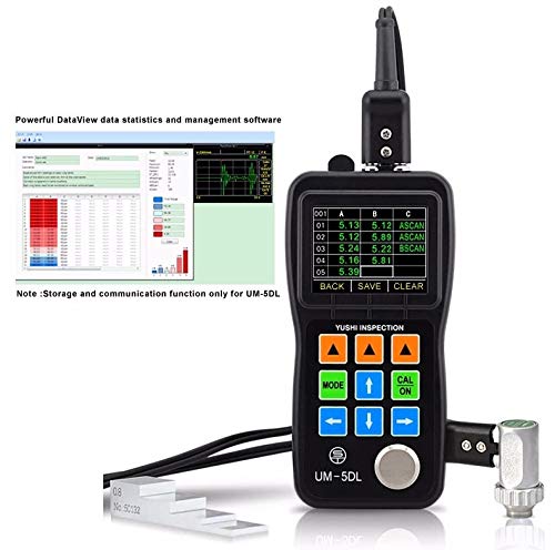 Graigar UM-5DL Handheld Portable Ultrasonic Thickness Gauge Tester Meter A&B Scan Portable Thickness Tester Measuring Range 0.50mm to 508mm with TC510 Probe through Paint/Coatings & Data Logger