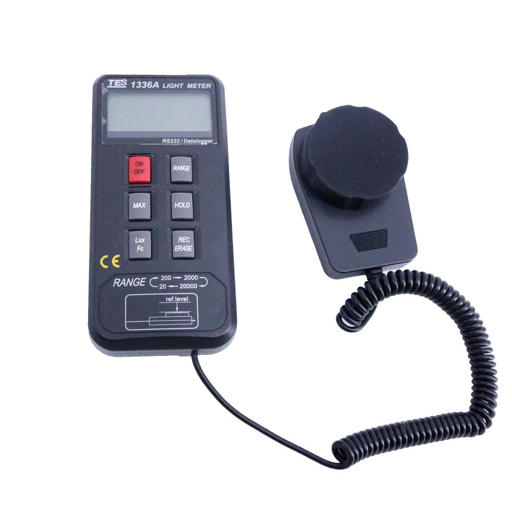Graigar TES-1336A Portable Digital Light Meter TES1336A Digital LUX Meter Datalogging Light Meter Measuring Range 20/200/2000/20000 Lux