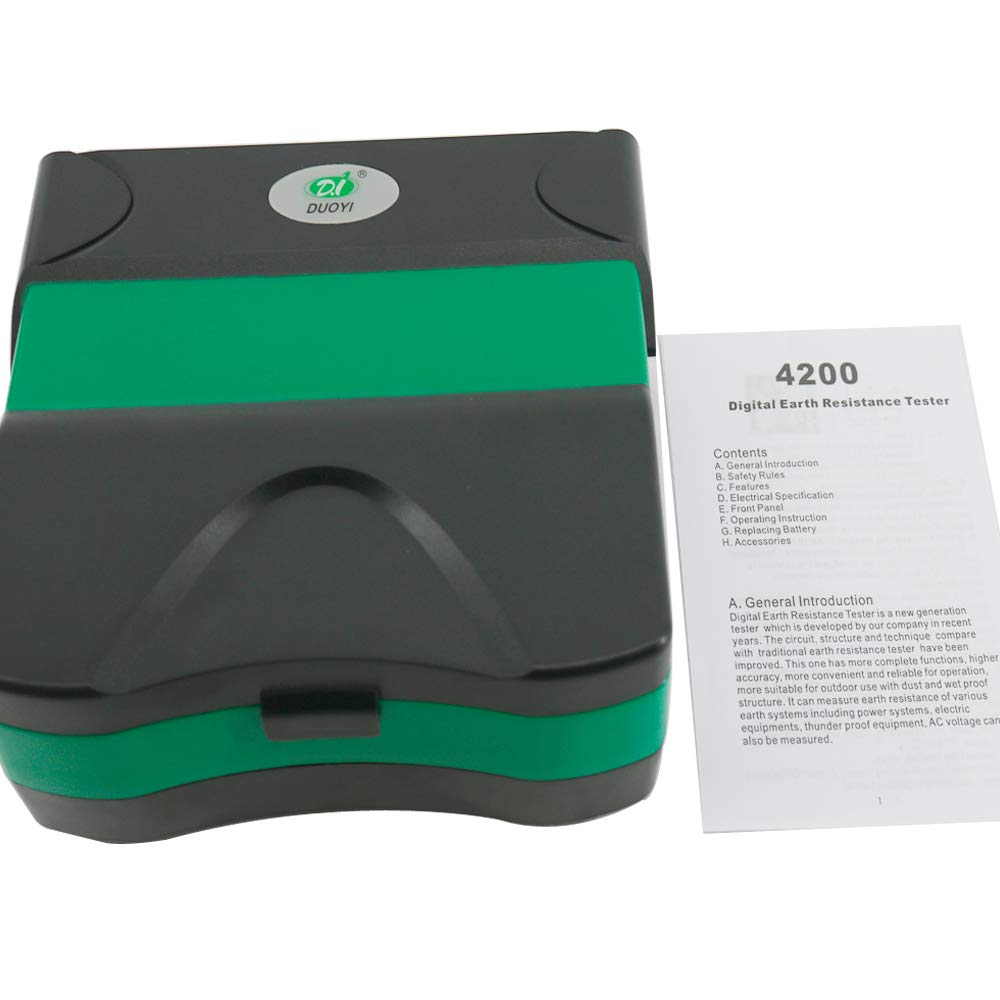 Graigar DY4200 Digital Earth Ground Resistance Tester Meter Complete with Test Leads Auxiliary Earth Bars