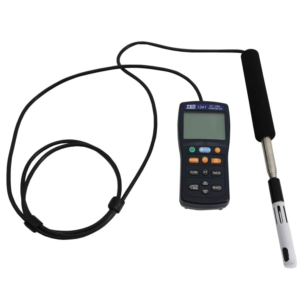 Graigar TES-1341N Hot-Wire Anemometer Hot Wire Thermo Anemometer Air Flow Air Velocity Tester with USB Interface