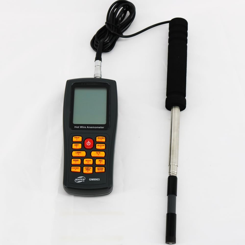 GM8903 Portable Hot Wire Digital Anemometer Air Temperature Meter Wind Speed Flow Tester