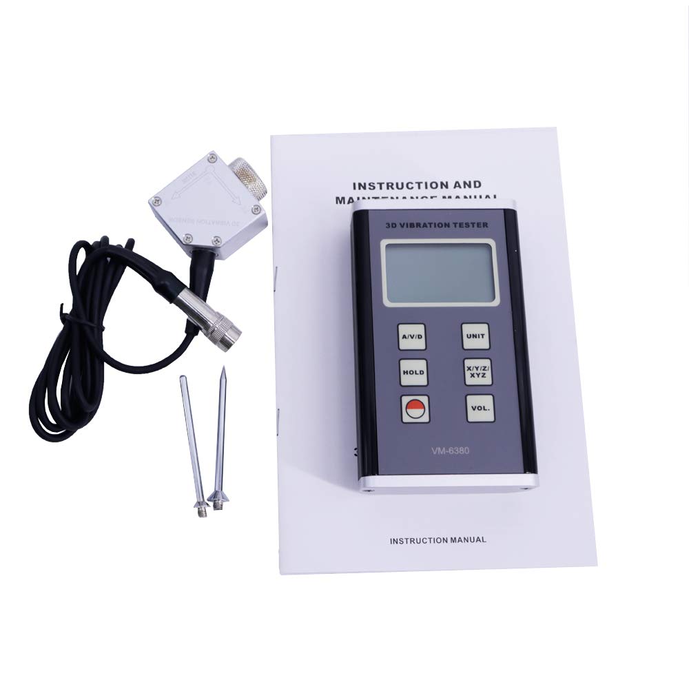 VM-6380 Digital Vibration Tester Portable 3D 3-Axis Piezoelectric Machinery Vibrometer Frequency 10Hz~10kHz Acceleration