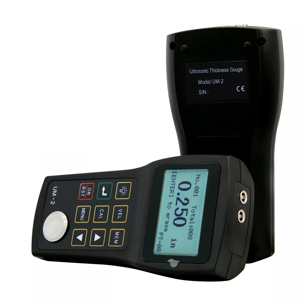 UM-2 Portable Ultrasonic Thickness Gauge 0.01mm Resolution with PT-08 Probe Thickness Meter