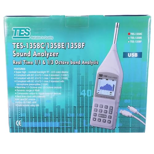 TES-1358C Sound Level Meter Analyzer Real Time 1/1 & 1/3 Octave Band Analysis