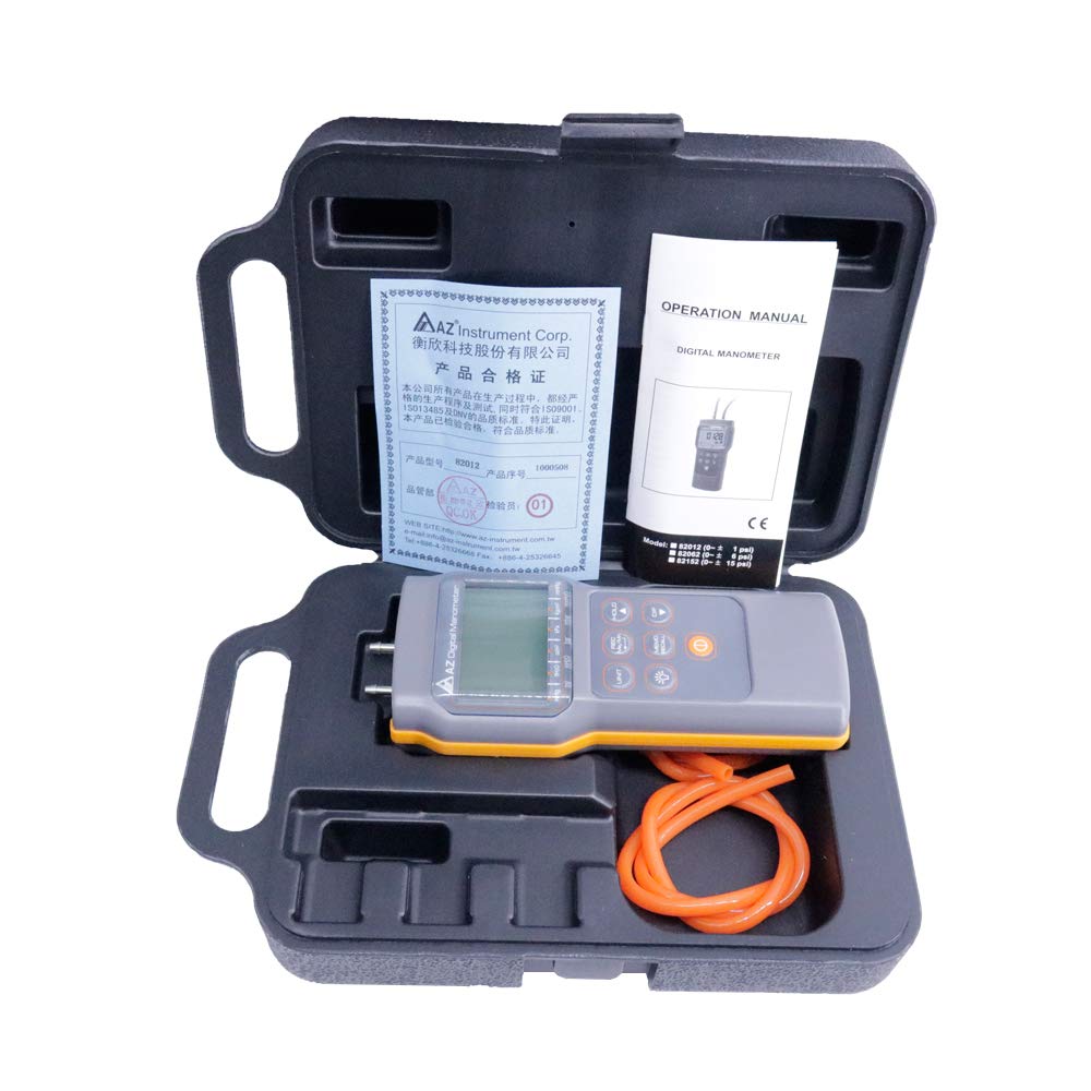 AZ82012 Digital Manometer 1.000 psi Differential Pressure Meter with PC Interface