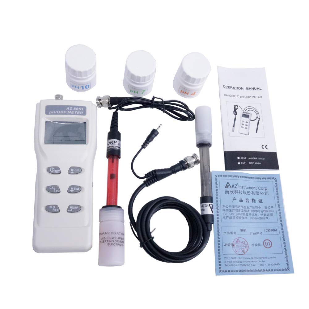 Graigar AZ8651 Handheld pH Meters/ORP Meter pH Meter/ORP Tester Water Quality Analyzer Oxidation Reduction Potentiometer 0 to 14 PH Range