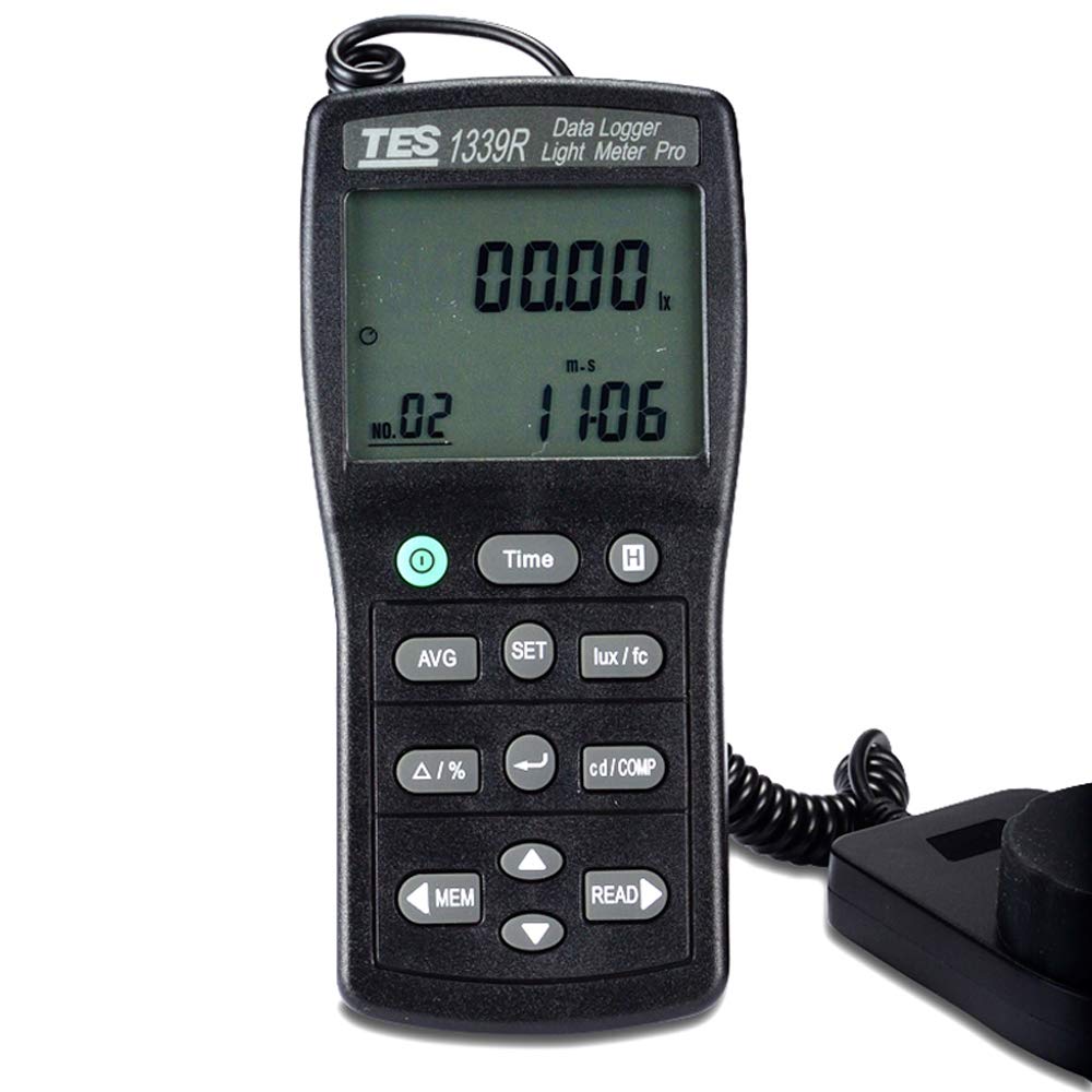 TES-1339R Digital Light Meter Datalogger 0.01 to 999900 Lux Tester with RS232 Lightness Gauge