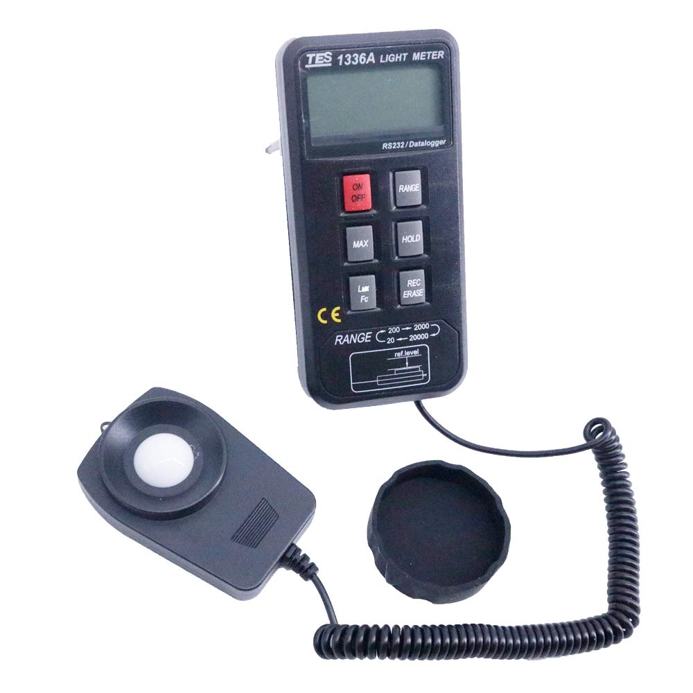 Graigar TES-1336A Portable Digital Light Meter TES1336A Digital LUX Meter Datalogging Light Meter Measuring Range 20/200/2000/20000 Lux