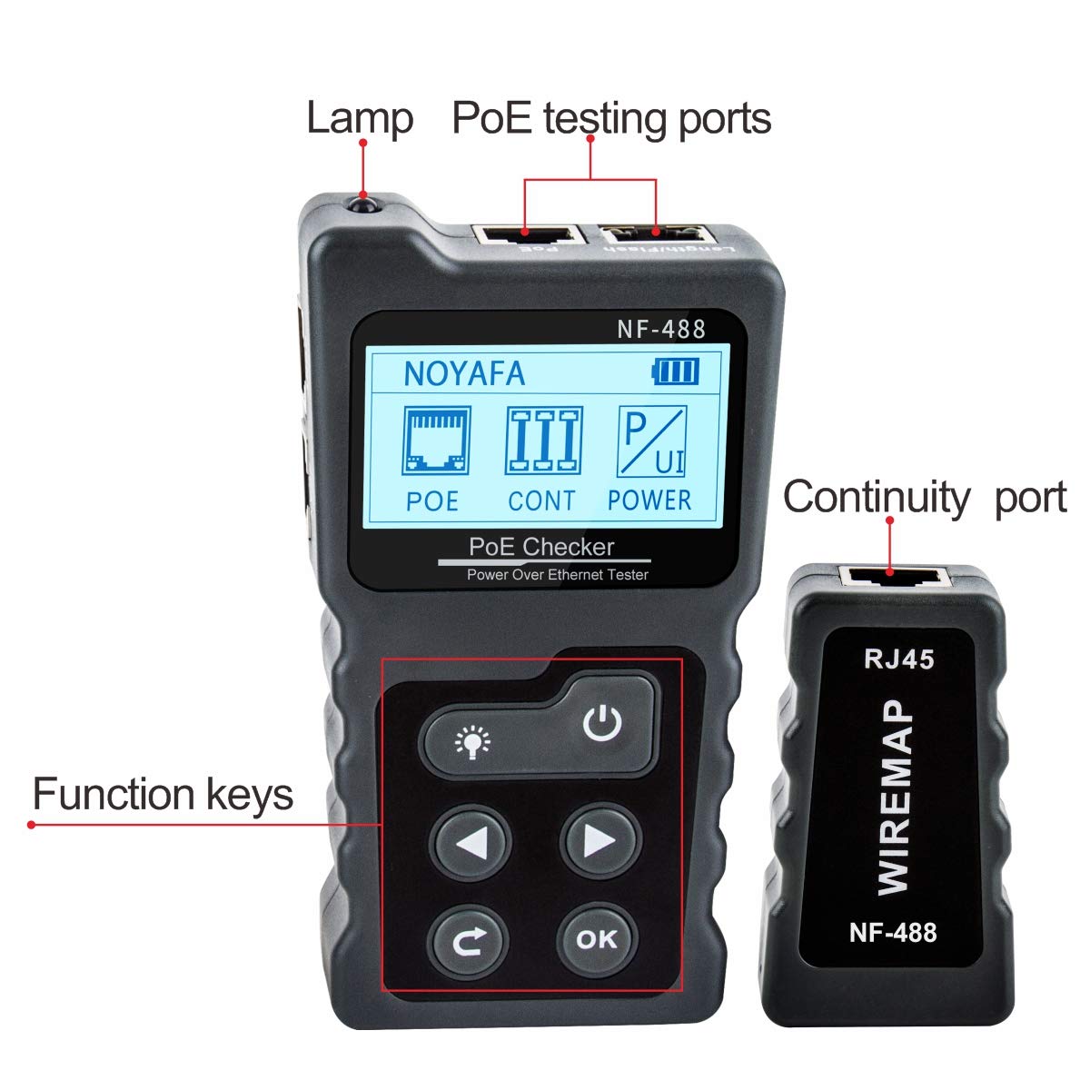 NF-488 PoE Checker Power Over Ethernet Tester LAN Cable Tester Network Cable Detector