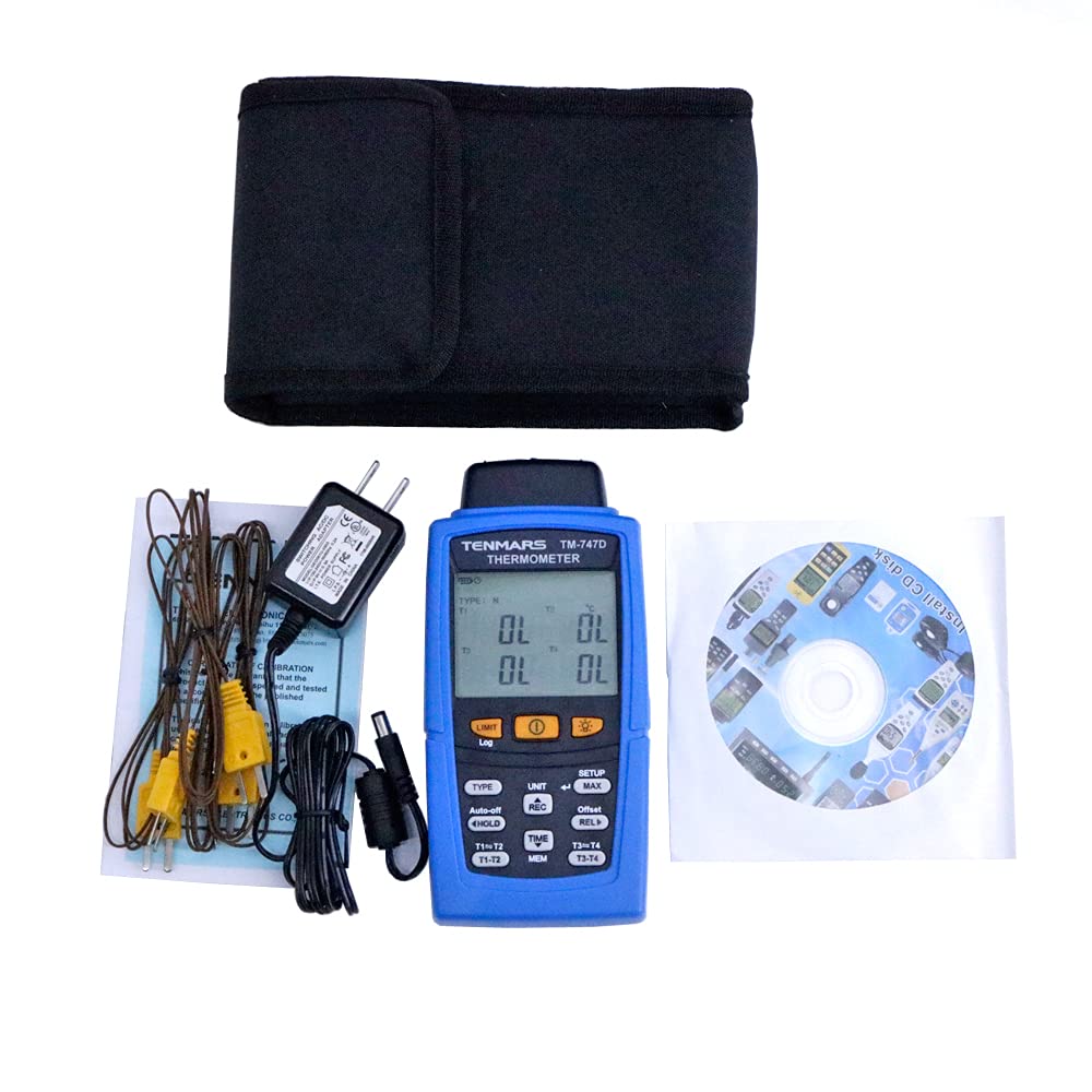 TENMARS TM-747D Digital Thermocouple Thermometer K,J,T,E,R,S,N Temperature Meter with RS-232 Program