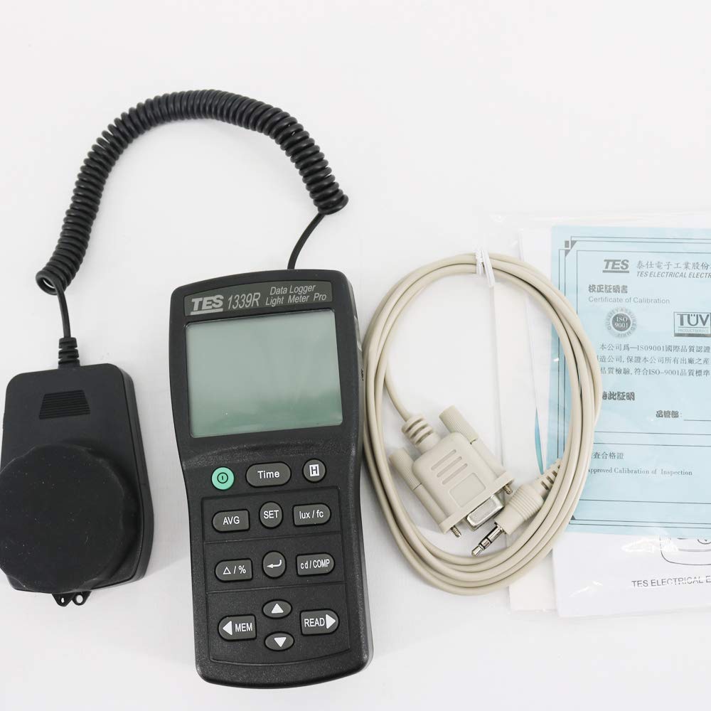 TES-1339R Digital Light Meter Datalogger 0.01 to 999900 Lux Tester with RS232 Lightness Gauge