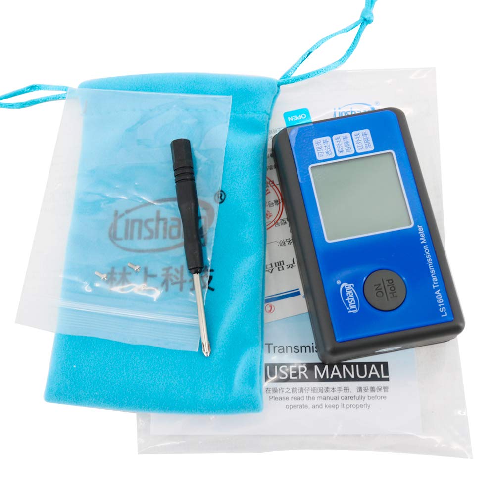 Graigar 3 in 1 Solar Film Transmission Meter LS160A UV IR VL Transmission Tester of IR Peak Wavelength 1400nm Visible Light Transmittance Meter Resolution 0.1 Percent