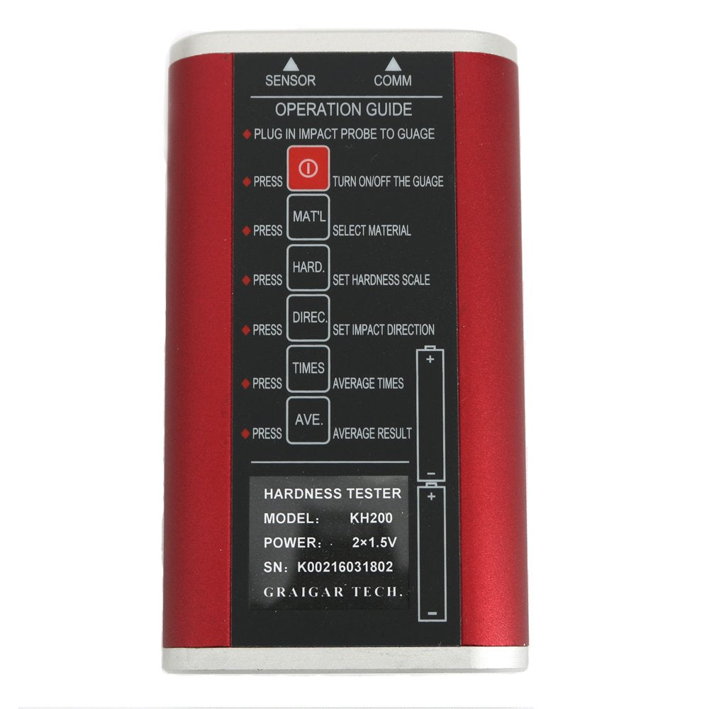 Graigar KH200 High Accuracy Leeb Hardness Tester Hardness Gauge Max 600 Groups Memory Digital Matrix LCD Display