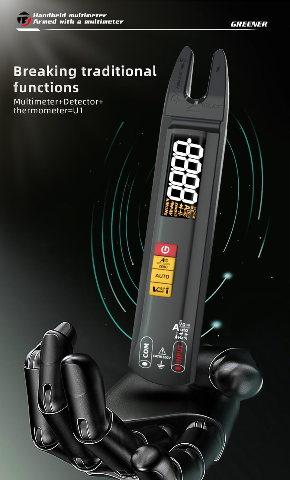 BSIDE-U1 Multi-Mode U-Type Current Multimeter Digital Clamp Meter DC AC 100A Ammeter Electrical Tester Automatic Multimeter
