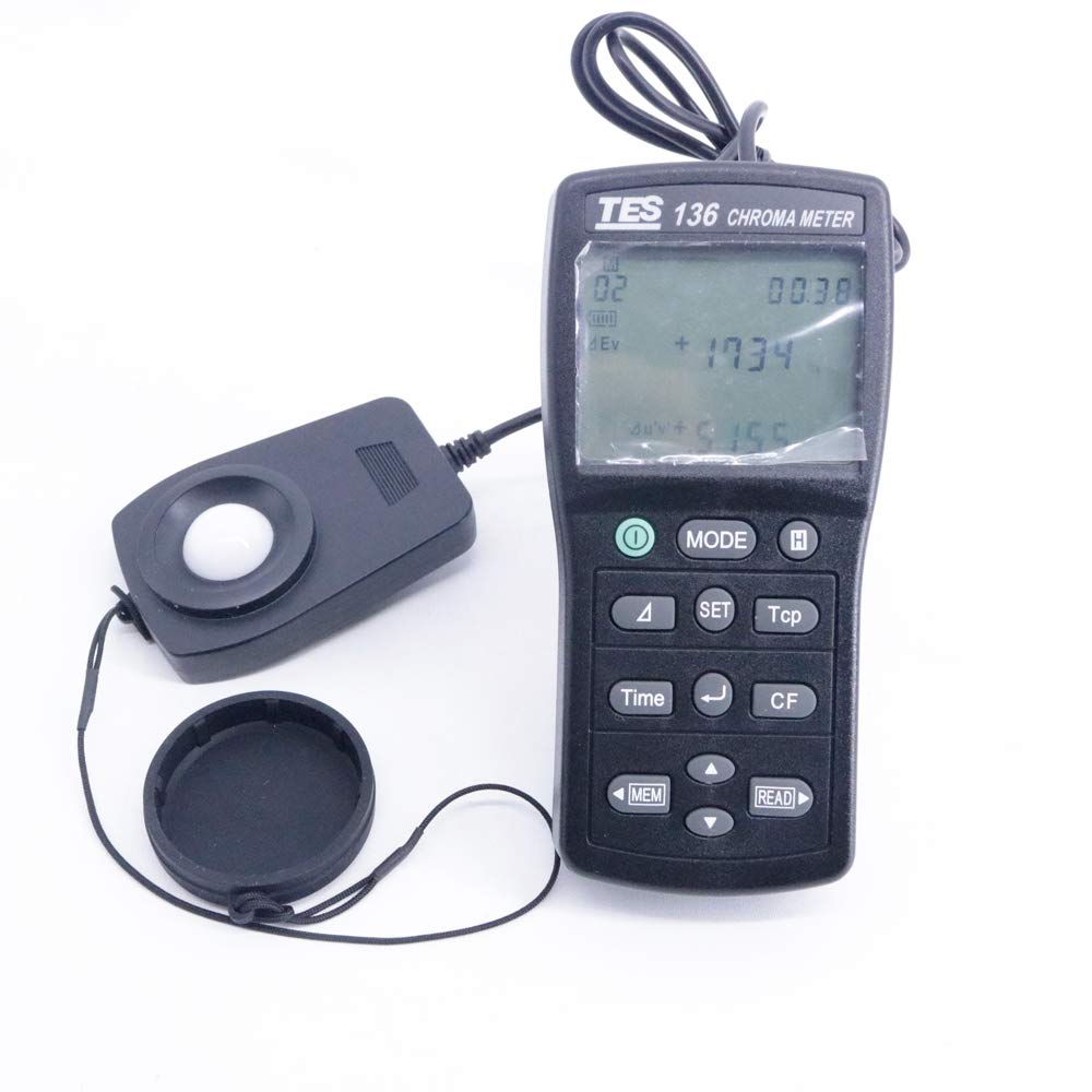 Graigar TES-136 Color illuminometer Chroma Meter 0.1 to 99990 lx Light Color Temperature TES136 Digital Luxmeter LCD Display Light Meter Environmental Testing Illuminometer