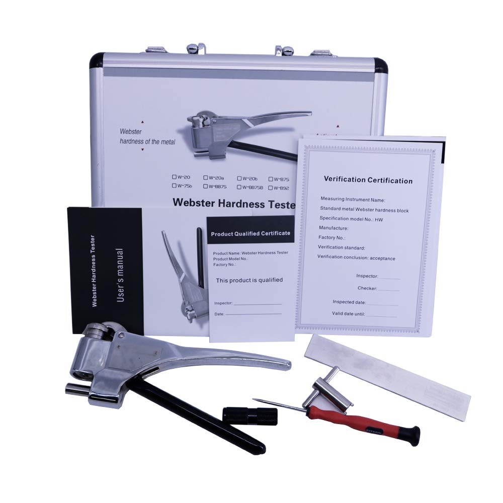 New W-B75 Portable Webster Hardness Tester Metal Durometer Brass and Super-hard Aluminum Alloy Copper Hardness Gauge 0-20HW