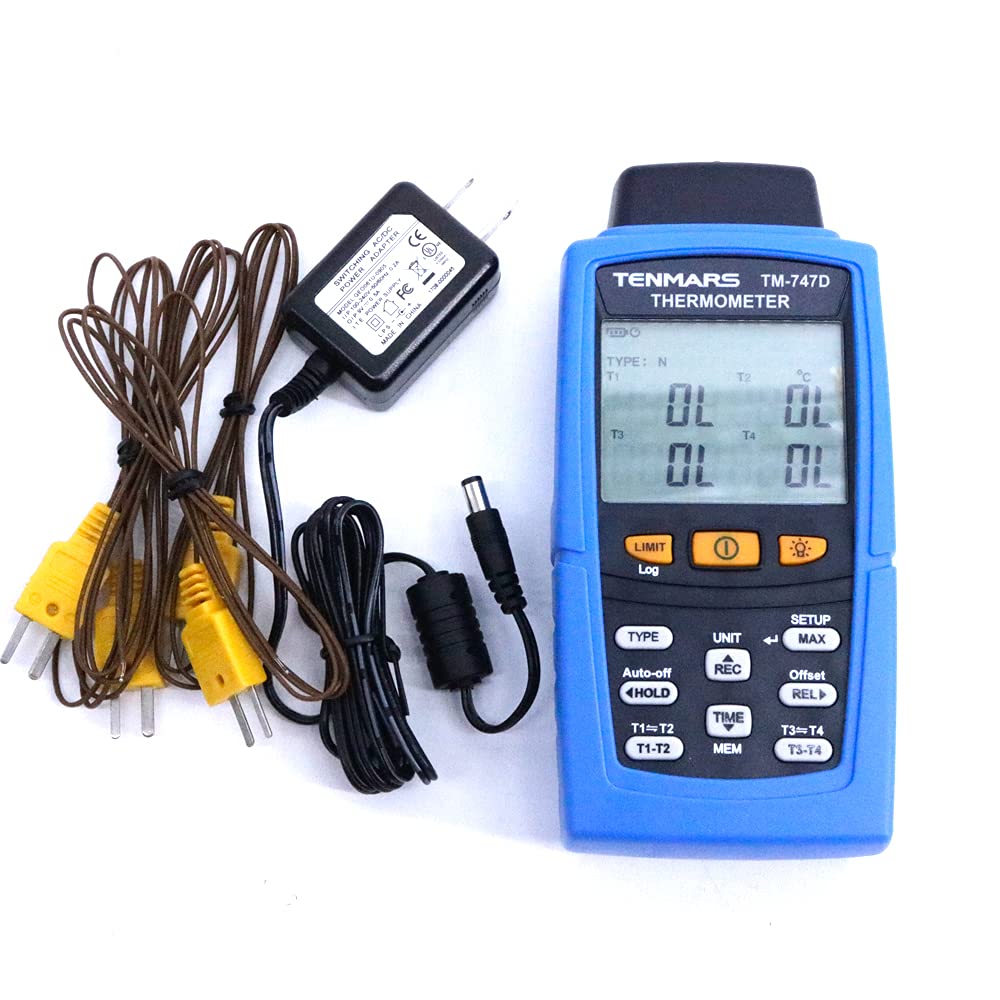 TENMARS TM-747D Digital Thermocouple Thermometer K,J,T,E,R,S,N Temperature Meter with RS-232 Program