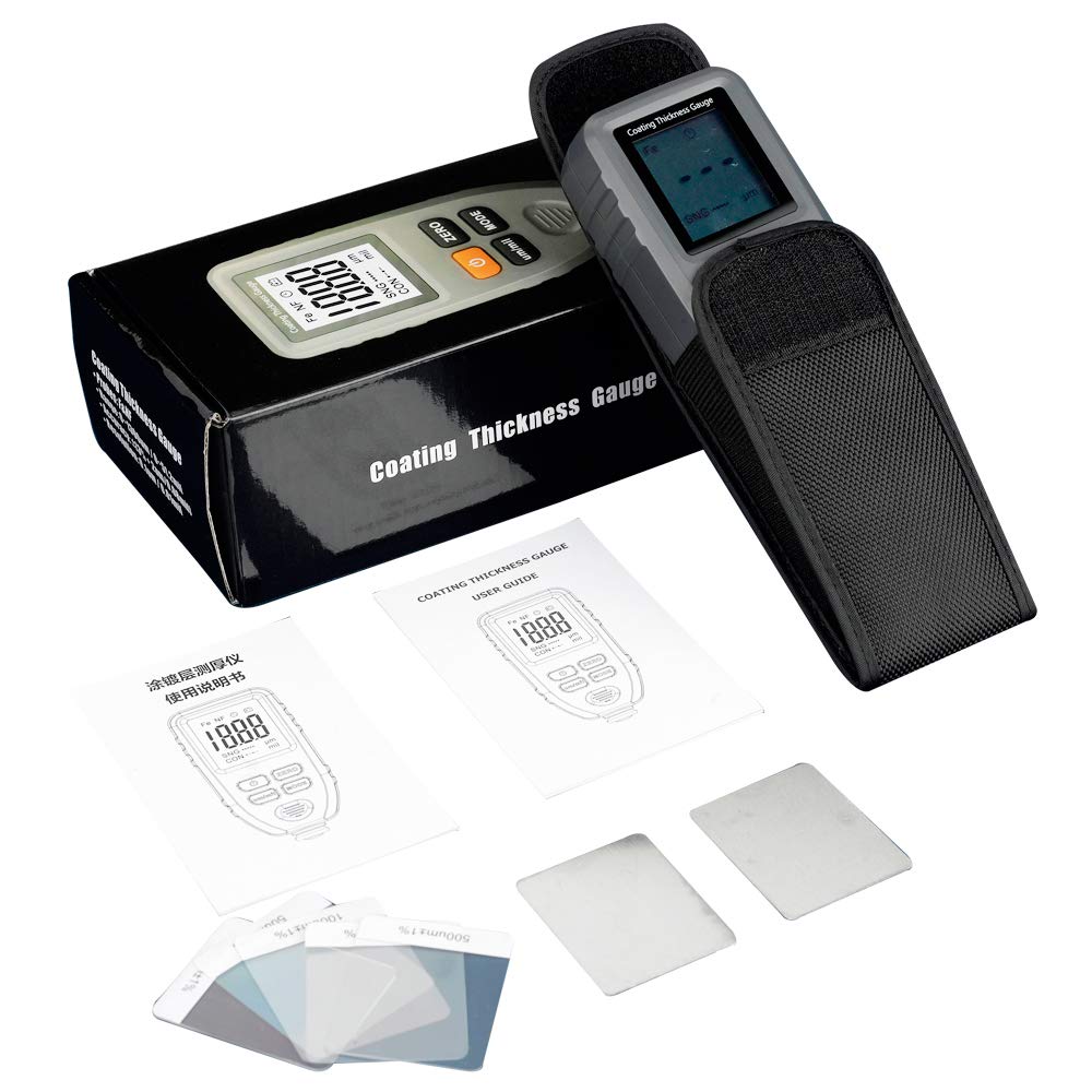 Graigar Digital Coating Thickness Gauge TC100 Paint Coating Thickness Meter Fe/NFe 0-1.25mm with LCD Display Electroplate Feeler Tester