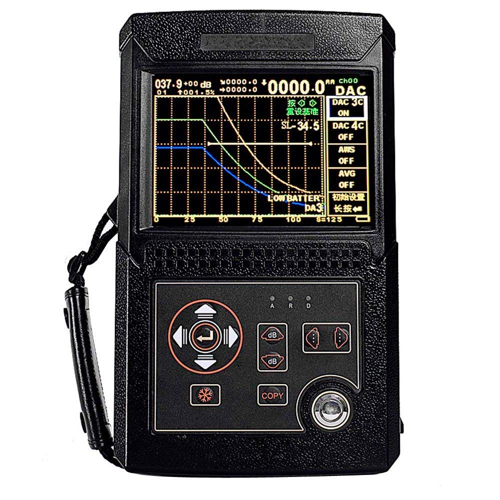 Graigar Leeb500 Digital Ultrasonic Flaw Detector Scanning Range 0 to 6000mm Velocity Range(m/s) 1000-9999 with Automatic Calibration Probe DAC AVG USB Interface