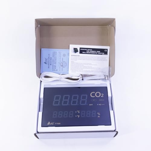AZ7729 Wall-Mount Indoor Air Quality Meter Carbon Dioxide Monitor Humidity and Temperature Monitor CO2 Range 0~9999ppm