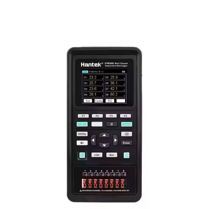 Hantek HTM208B 8-Channel Temperature Data Logger Rechargeable Temperature-Recording Instrument 2.8-inch LCD Digital Tester