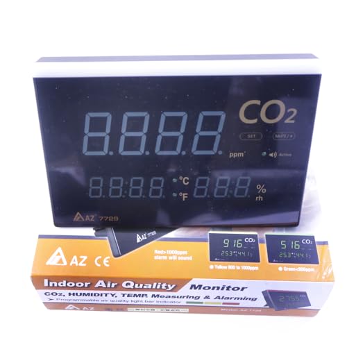 AZ7729 Wall-Mount Indoor Air Quality Meter Carbon Dioxide Monitor Humidity and Temperature Monitor CO2 Range 0~9999ppm