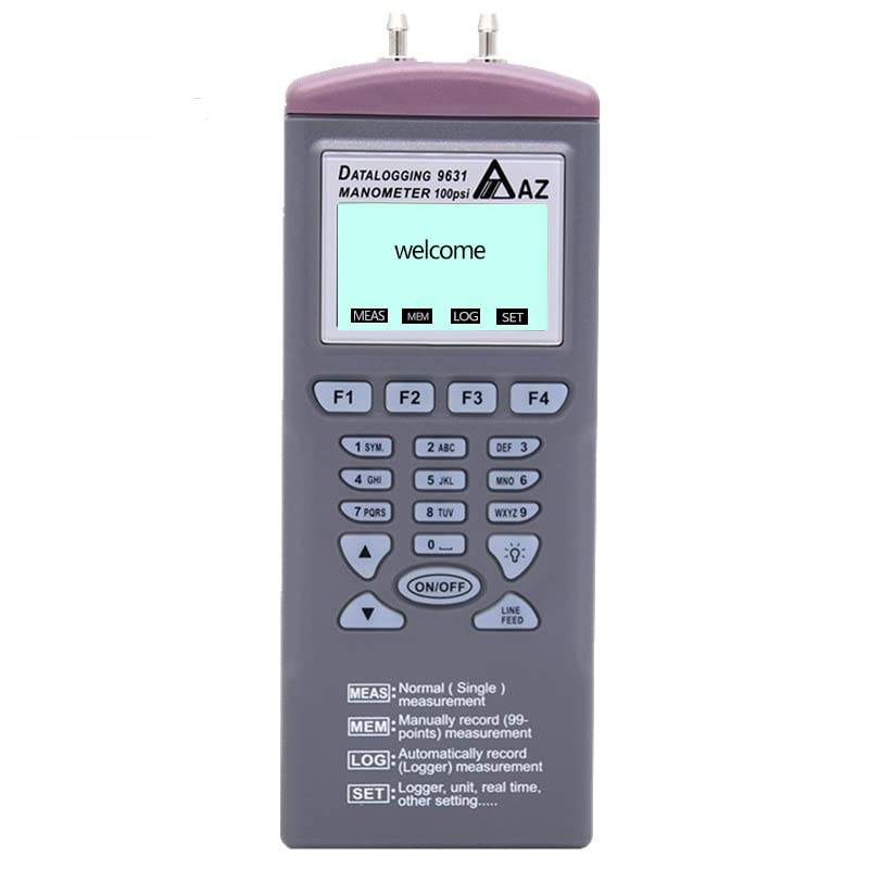 AZ9631 Digital Differential Pressure Data Logger Manometer 100 psi with Software Air Pressure Difference Tester