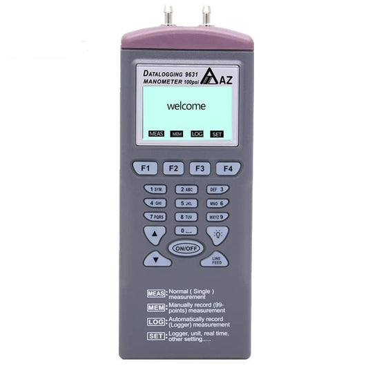 AZ9631 Digital Differential Pressure Data Logger Manometer 100 psi with Software Air Pressure Difference Tester