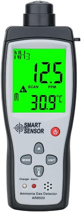 Smart Sensor AR8500 Handheld Ammonia Gas Detector Alarm Digital NH³ Gas Tester 0-100PPM with Large LCD Display