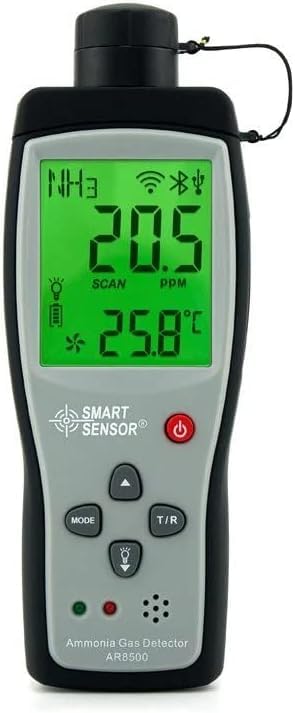 Smart Sensor AR8500 Handheld Ammonia Gas Detector Alarm Digital NH³ Gas Tester 0-100PPM with Large LCD Display