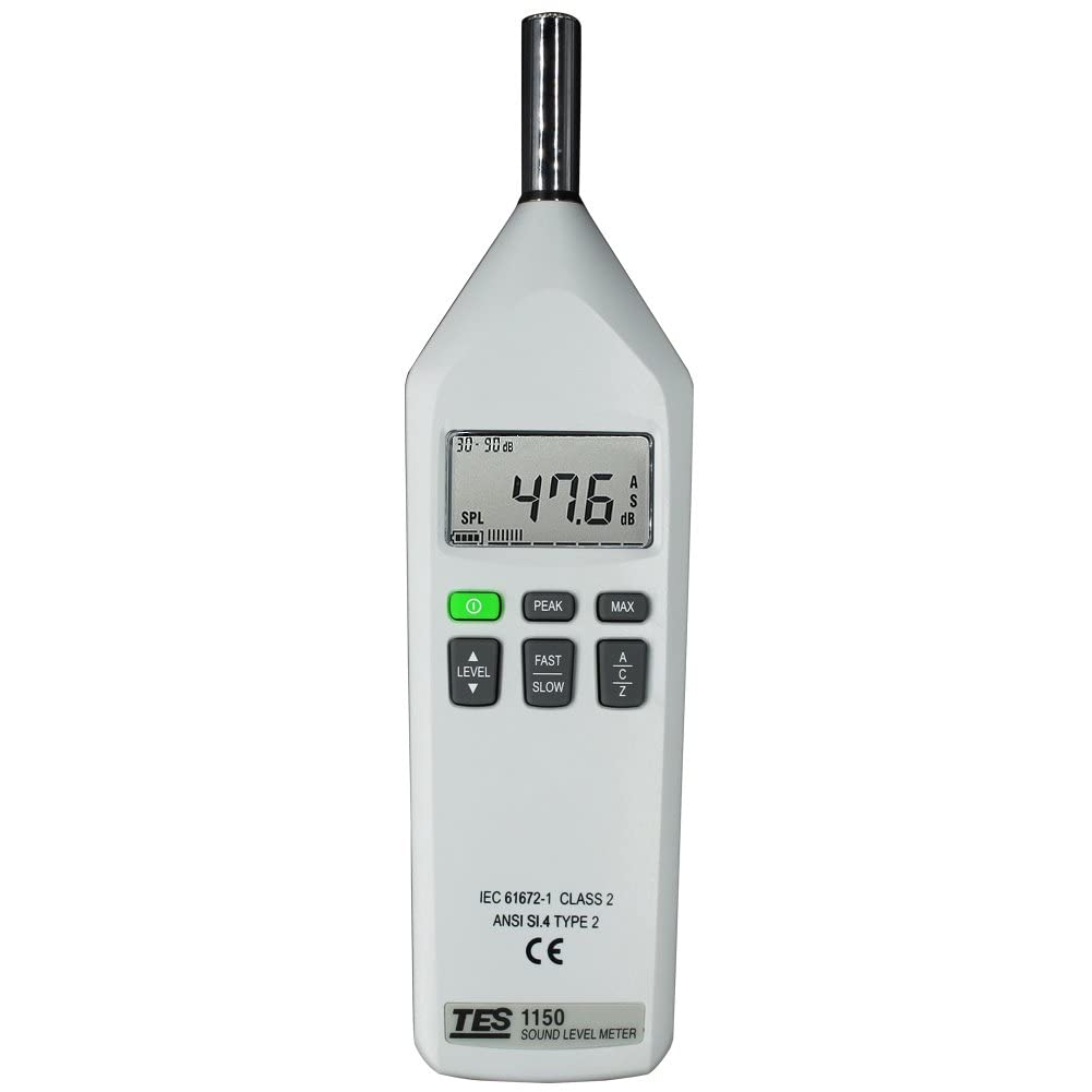TES-1150 Digital Sound Level Meter 30 to 130dB A C Z Frequency Weightings