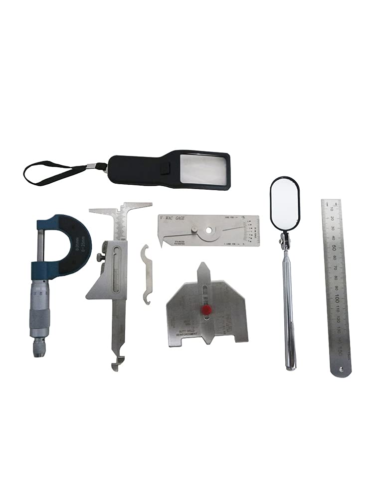 7 Pieces Stainless Steel Welding Gauge Kit Welding Measure Tool Micrometer Magnifier Fillet Weld Gauge