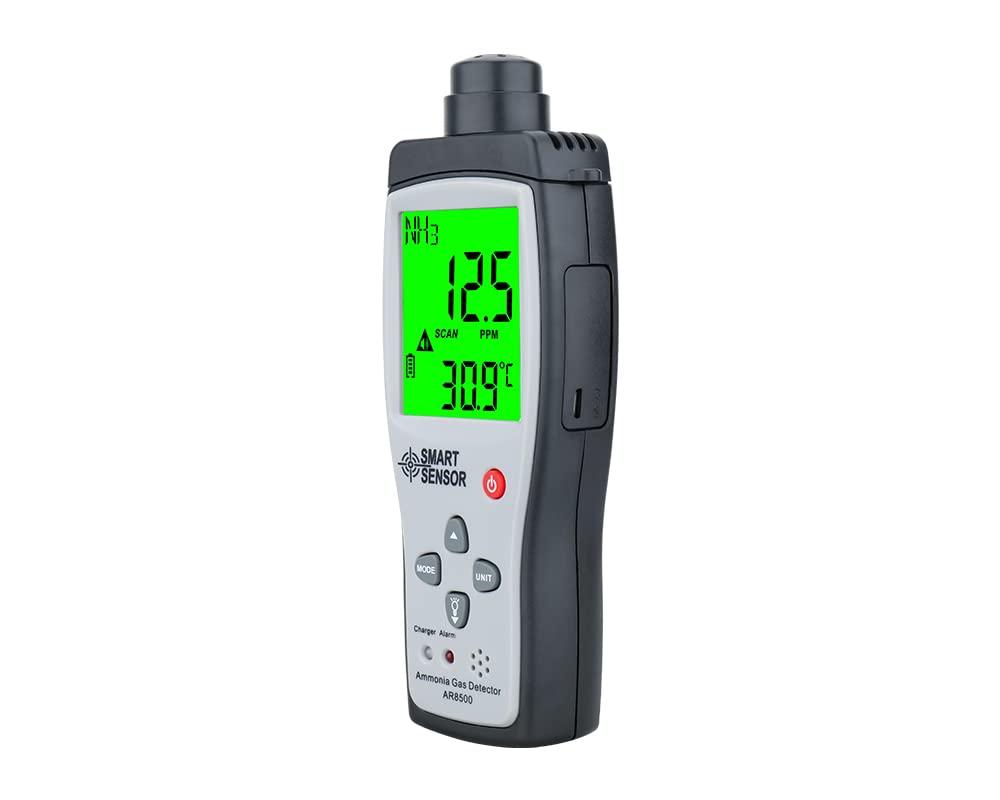 Smart Sensor AR8500 Handheld Ammonia Gas Detector Alarm Digital NH³ Gas Tester 0-100PPM with Large LCD Display