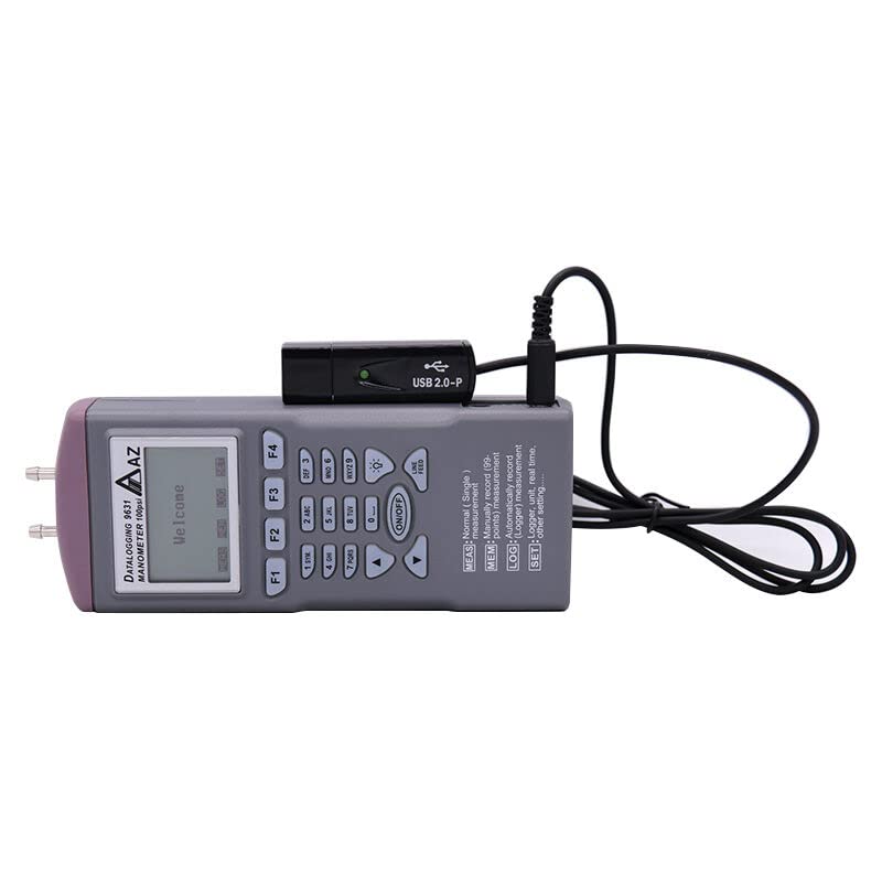 AZ9631 Digital Differential Pressure Data Logger Manometer 100 psi with Software Air Pressure Difference Tester