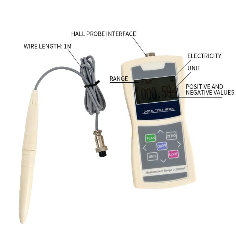 ZMST-5 Tesla Meter Digital Gauss Meter Gaussmeter Magnetic Flux Meter Radial Hall Probe 0-2400mT (24000Gs)