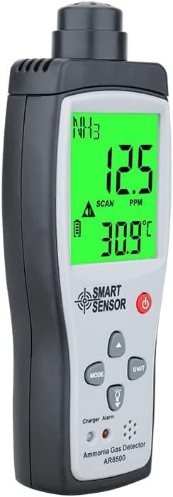 Smart Sensor AR8500 Handheld Ammonia Gas Detector Alarm Digital NH³ Gas Tester 0-100PPM with Large LCD Display