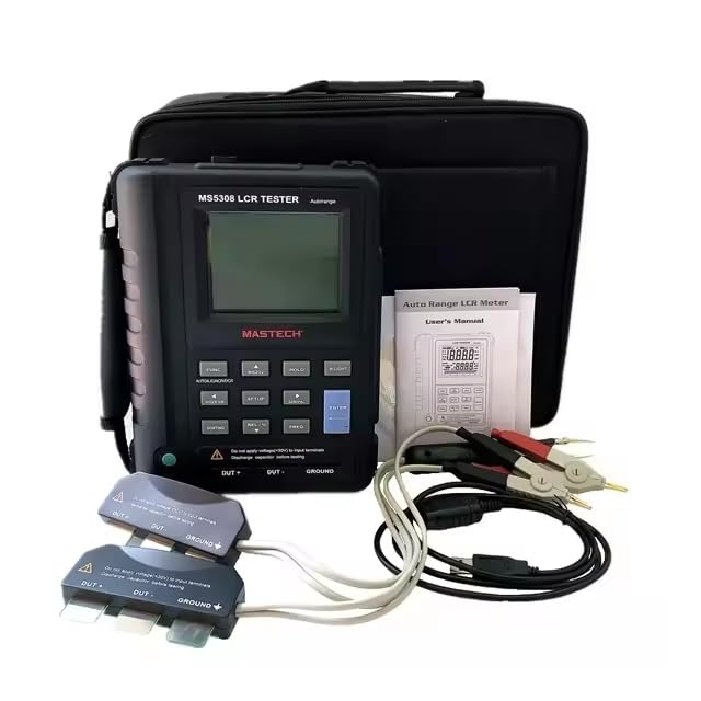 MS5308 Handheld Digital Auto Range LCR Meter 100KHz RS232 Dual LCD Display