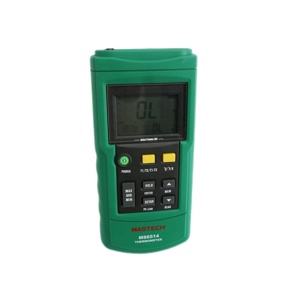 Mastech MS6514 Digital Thermocouple Thermometer Recorder T1 T2 Dual Channel Temperature Logger Thermocouple Temperature Meter